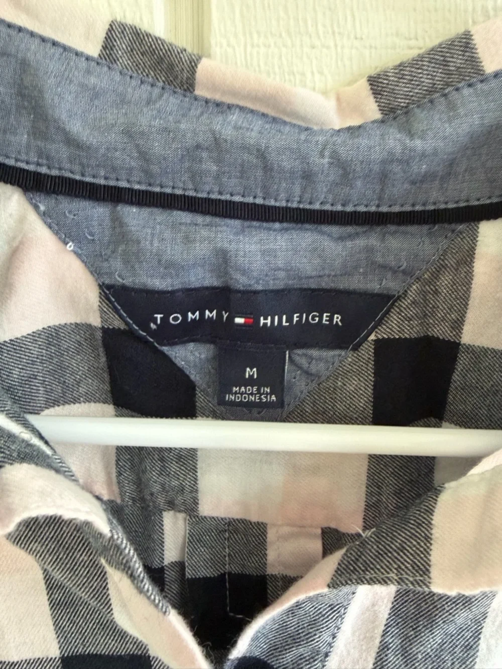 Tommy Hilfiger Black and Light Pink Plaid Button-Down Shirt